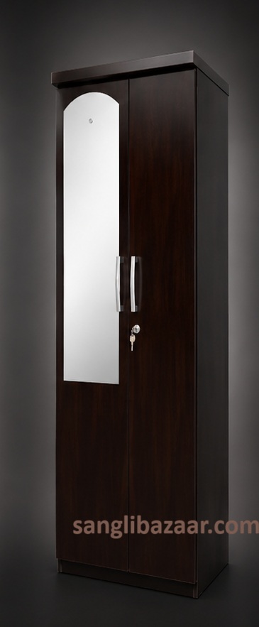 2'6"6'Premium Light Brown Particle Board Wardrobe with Mirror
